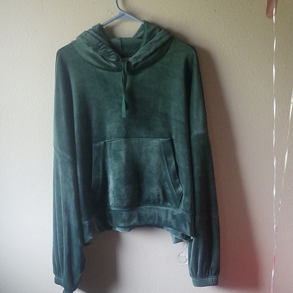 Emerald Green Velvet Hoodie
